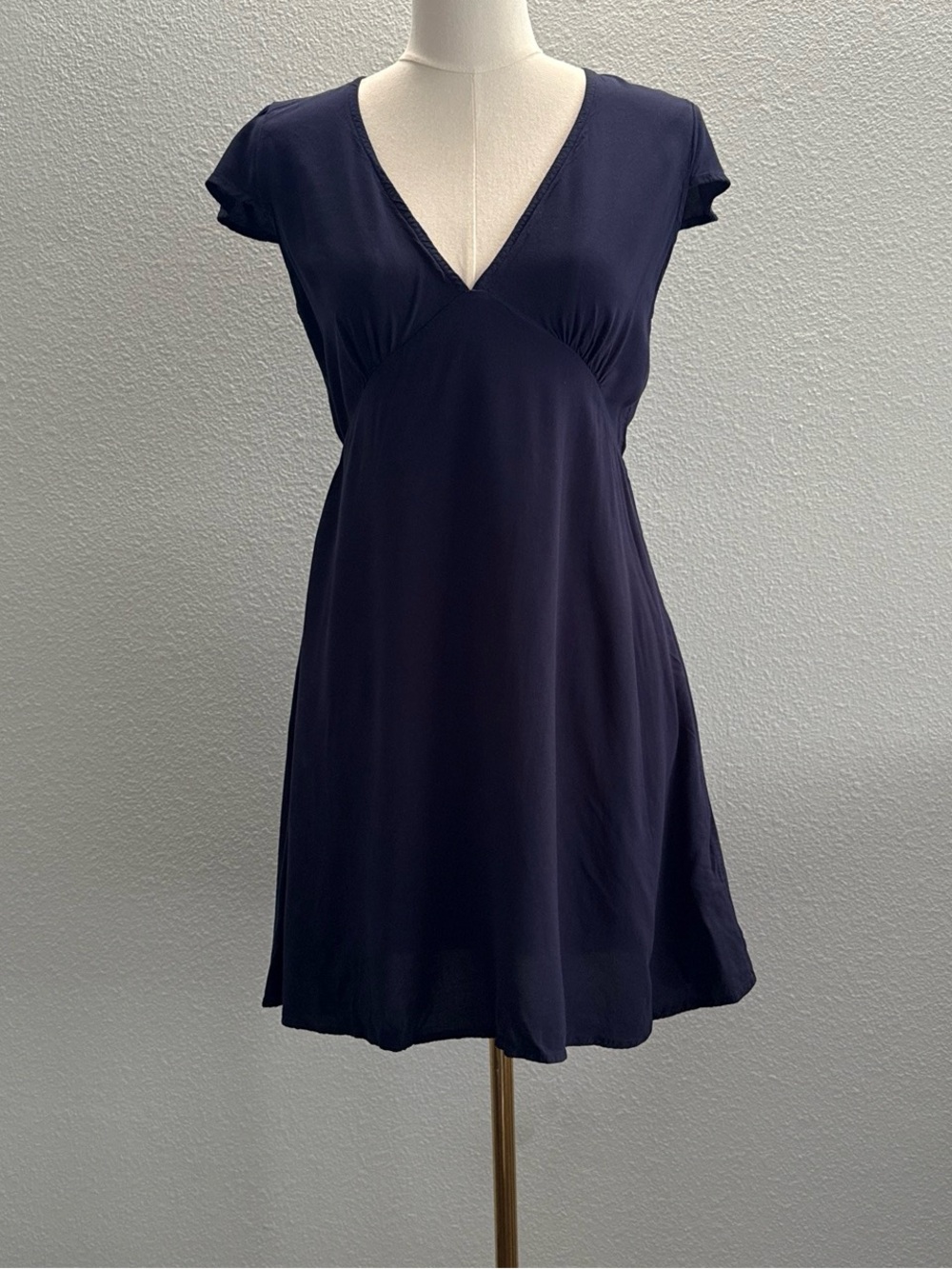 Brandy Melville Navy Blue Babydoll Mini Dress | V-Neck Tie Back